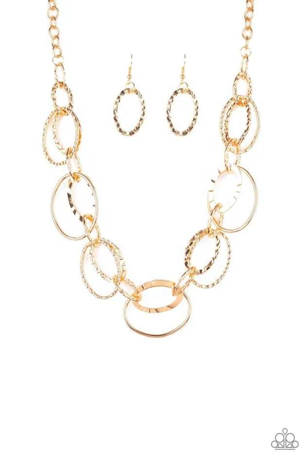 Bend OVAL Backwards Gold Necklace Jewelry By Bretta Paparazzi Accessories Necklaces