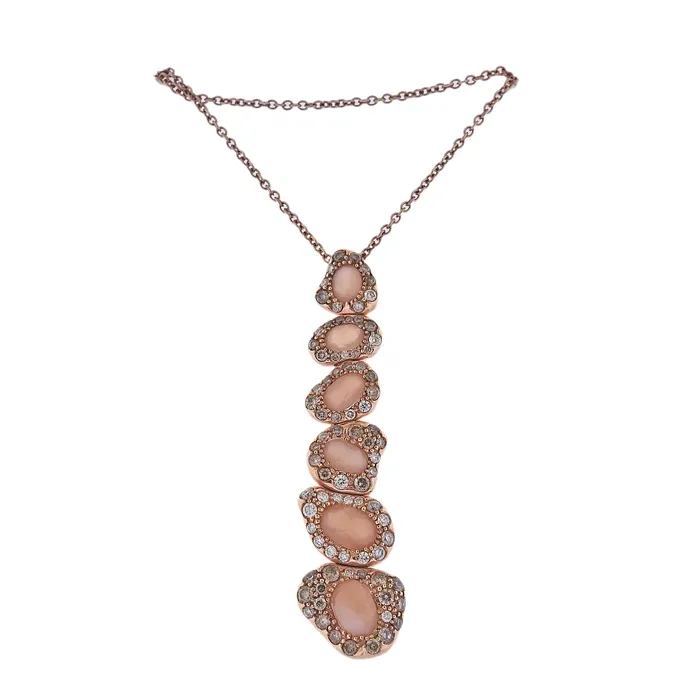 Bucherer Bucherer Gold Moonstone Diamond Pendant Necklace Necklaces