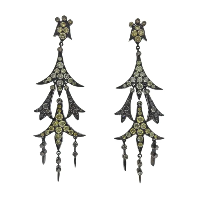 Earrings Fancy 6ctw Diamond Gold Chandelier Earrings Not Signed
