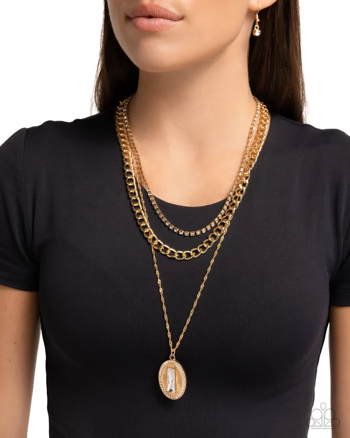 Edgy Empire Gold Necklace Jewelry by Bretta Paparazzi Accessories Necklaces
