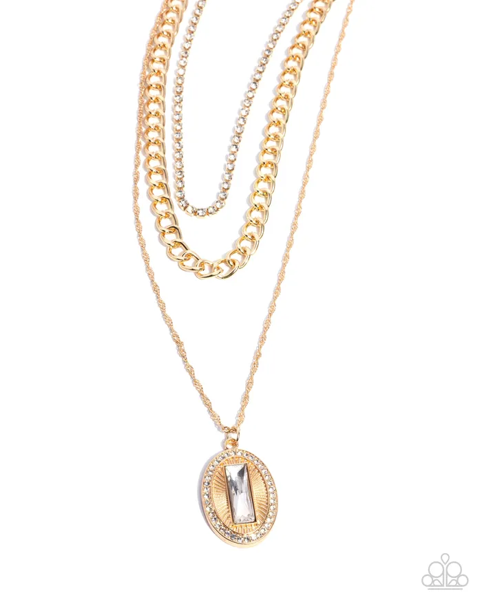 Edgy Empire Gold Necklace Jewelry by Bretta Paparazzi Accessories Necklaces