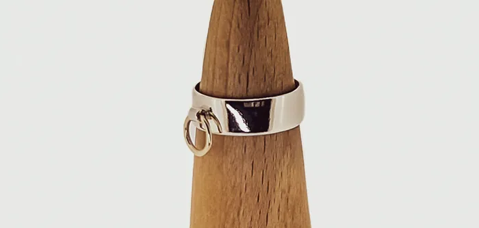 Erosmoon Rings STORY OF O RING Sterling Silver with a 9K Gold O ring Handmade in your size