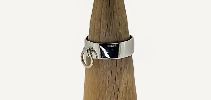 Erosmoon Rings STORY OF O RING Sterling Silver with a 9K Gold O ring Handmade in your size