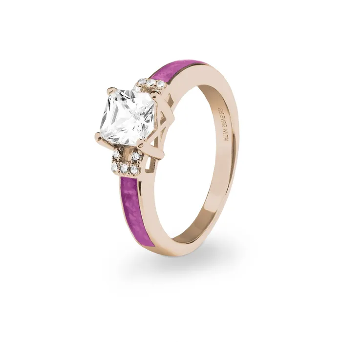 EverWith Rings EverWith Ladies Honor Memorial Ashes Ring with Fine Crystals