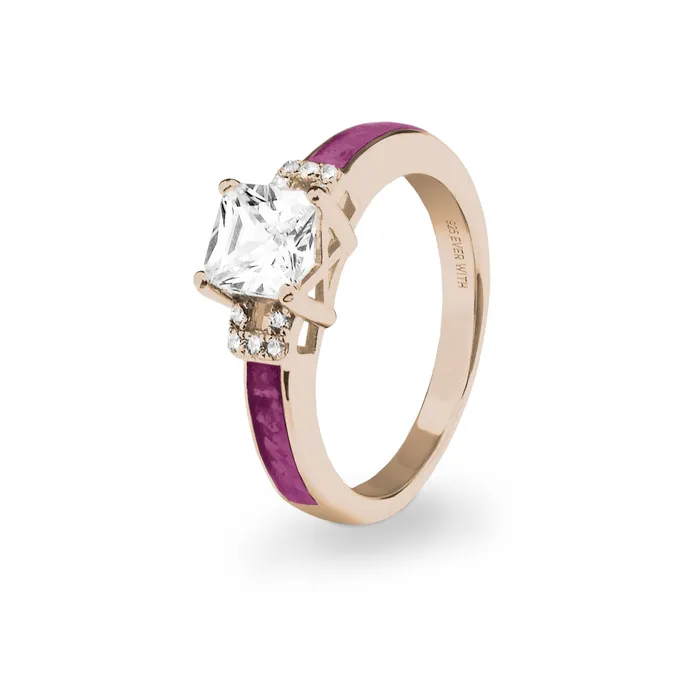 EverWith Rings EverWith Ladies Honor Memorial Ashes Ring with Fine Crystals