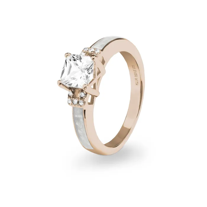 EverWith Rings EverWith Ladies Honor Memorial Ashes Ring with Fine Crystals