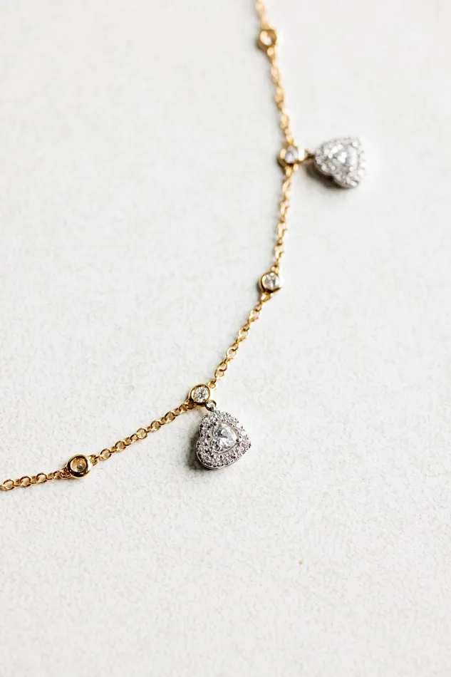 Five Heart Drop Necklace YaninaCo Jewelry Necklaces