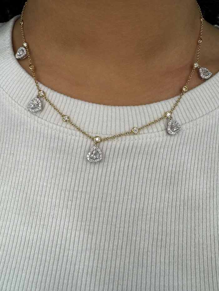 Five Heart Drop Necklace YaninaCo Jewelry Necklaces