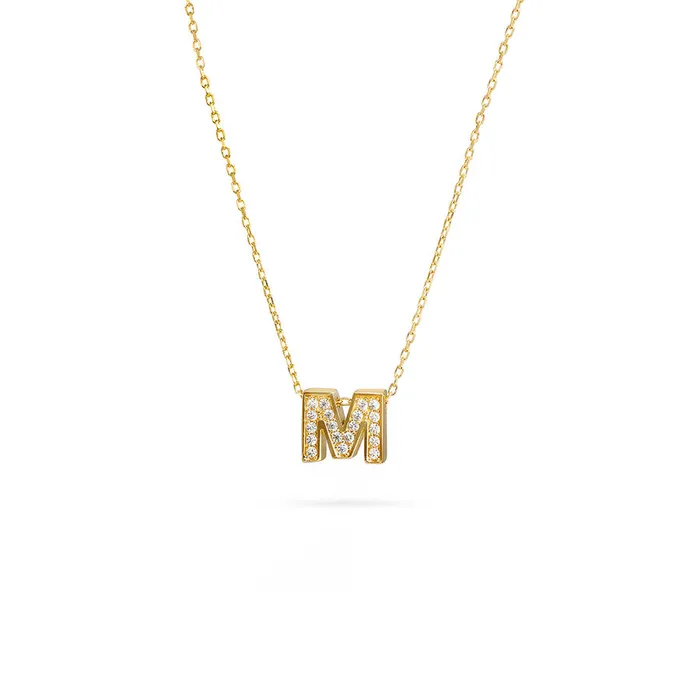 Gold necklace with the letter M and sparkling zircons Senso Gold Symbols Senso Gold Necklaces Gold necklace with the letter M and sparkling zircons Senso Gold Symbols Senso Gold Necklaces