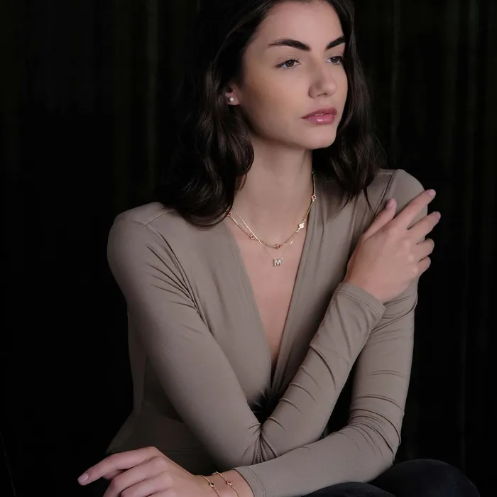 Gold necklace with the letter M and sparkling zircons Senso Gold Symbols Senso Gold Necklaces Gold necklace with the letter M and sparkling zircons Senso Gold Symbols Senso Gold Necklaces