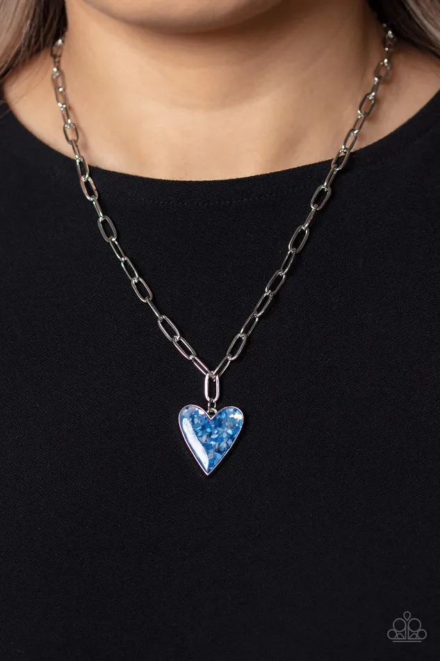 Kiss and SHELL Blue Necklace Jewelry by Bretta Paparazzi Accessories Necklaces