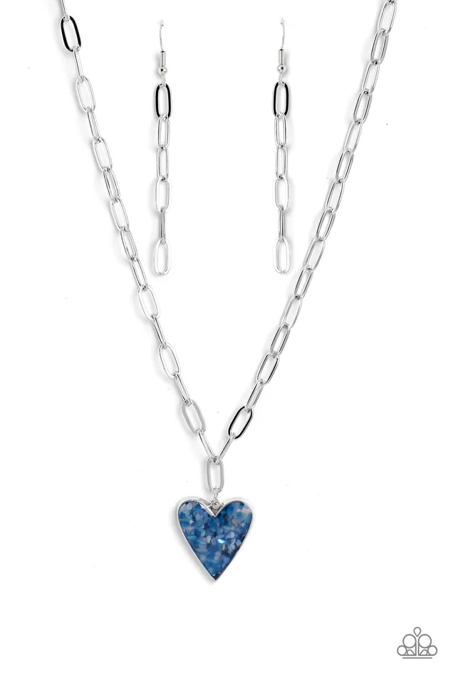 Kiss and SHELL Blue Necklace Jewelry by Bretta Paparazzi Accessories Necklaces