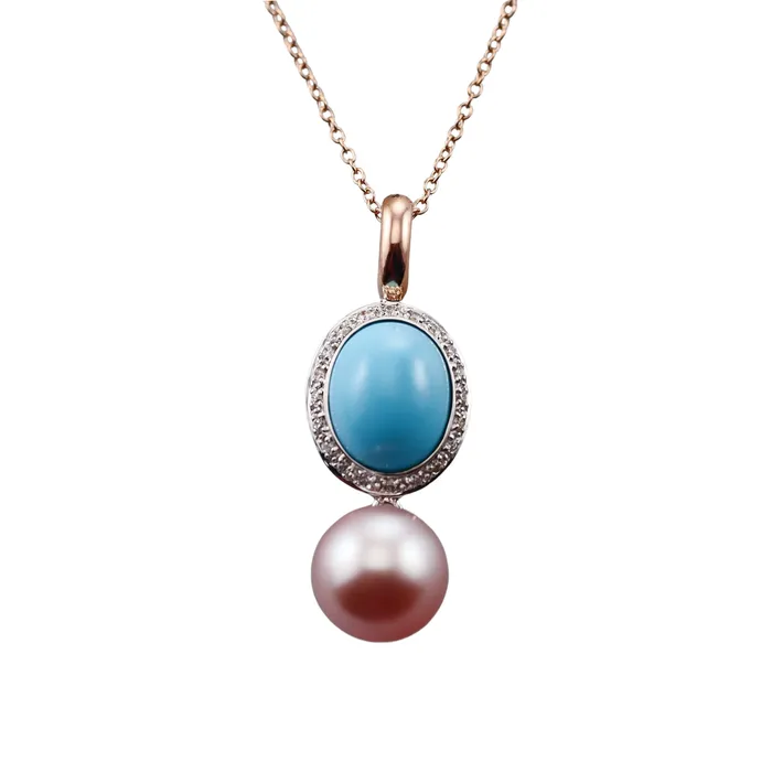 Mimi Milano Leela Turquoise Diamond Pearl Gold Pendant Necklace Mimi Milano Necklaces Mimi Milano Leela Turquoise Diamond Pearl Gold Pendant Necklace Mimi Milano Necklaces