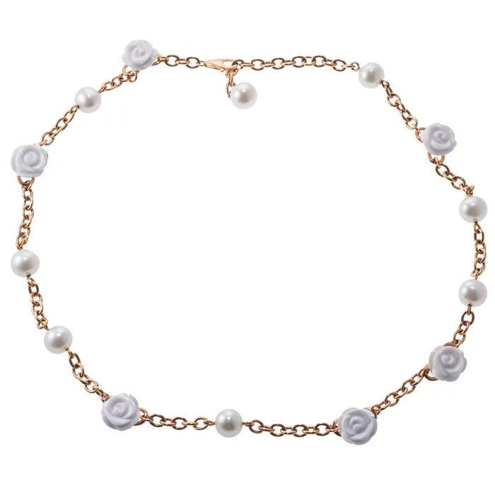Mimi Milano Mimi Milano Grace White Agate Pearl Flower Gold Necklace Necklaces Mimi Milano Mimi Milano Grace White Agate Pearl Flower Gold Necklace Necklaces