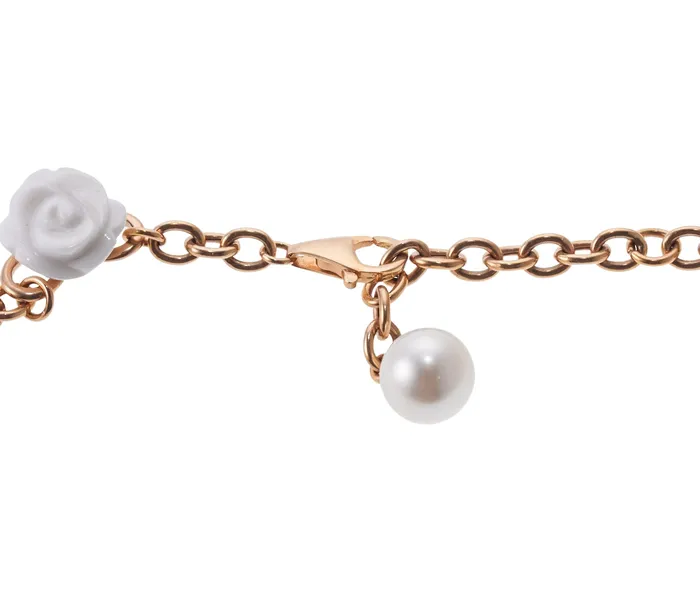Mimi Milano Mimi Milano Grace White Agate Pearl Flower Gold Necklace Necklaces