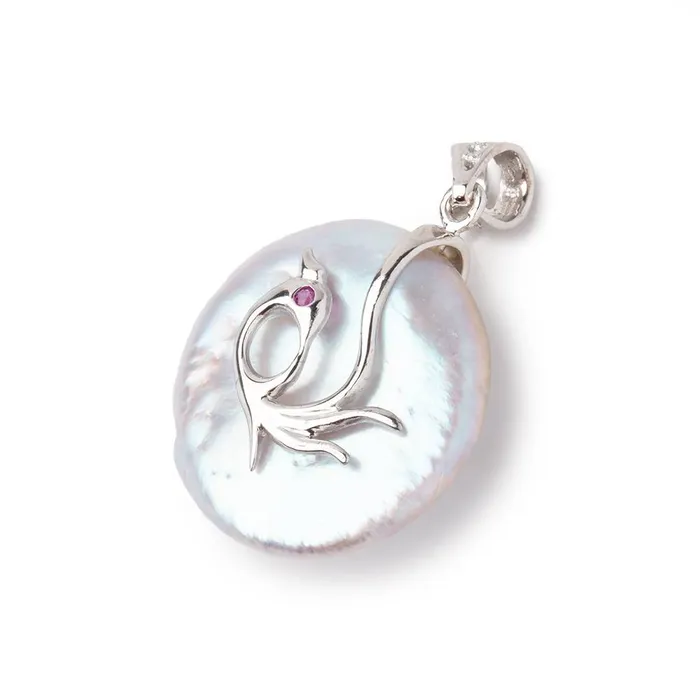 Necklaces 225mm 925 Silver Capped Silver Coin Pearl Pendant 1 focal piece Beadsofcambaycom