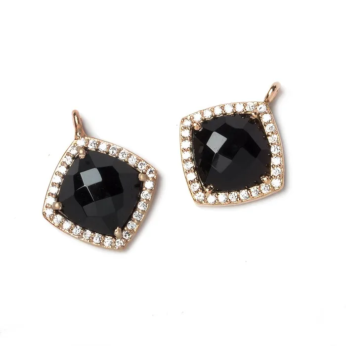 Necklaces Beadsofcambaycom 13x13mm Rose Gold Bezeled White CZ and Black Chalcedony Pillow Pendant 1 piece Necklaces Beadsofcambaycom 13x13mm Rose Gold Bezeled White CZ and Black Chalcedony Pillow Pendant 1 piece