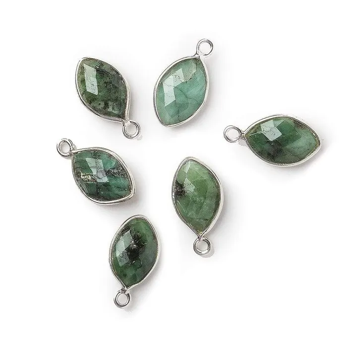 Necklaces Beadsofcambaycom 13x9mm Silver Bezel Emerald Marquise Pendant 1 piece Necklaces Beadsofcambaycom 13x9mm Silver Bezel Emerald Marquise Pendant 1 piece