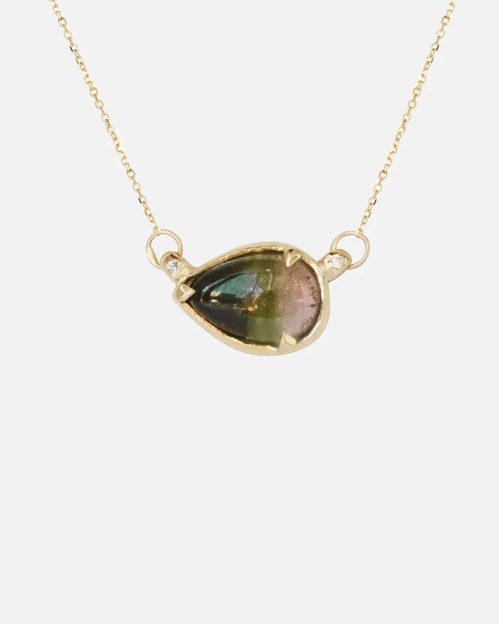 Necklaces Dark Pear Tourmaline and Diamond Pendant Ariko