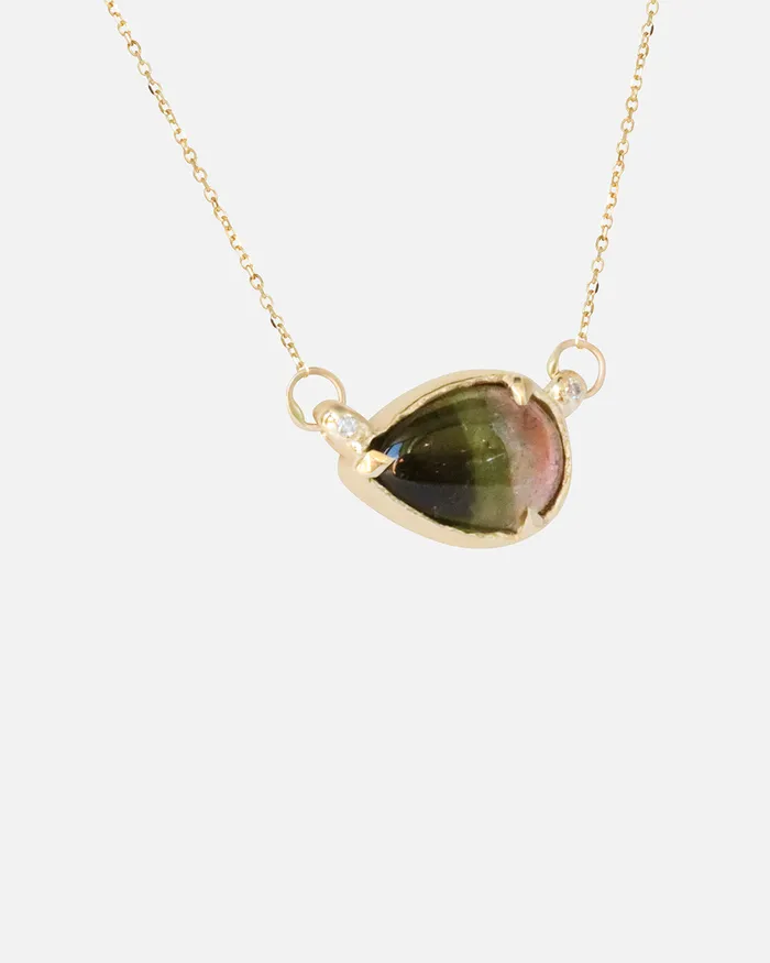 Necklaces Dark Pear Tourmaline and Diamond Pendant Ariko Necklaces Dark Pear Tourmaline and Diamond Pendant Ariko