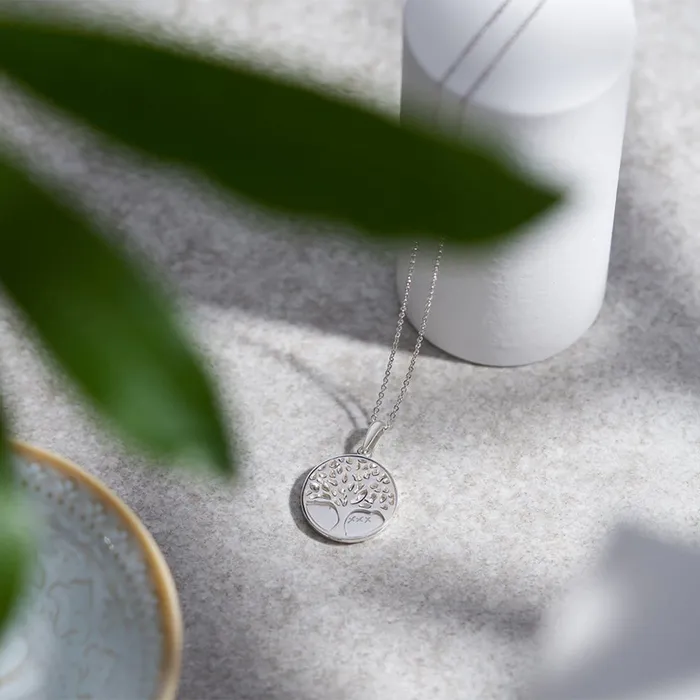 Necklaces EverWith EverWith Engraved Tree of Life Discreet Messaging Memorial Handwriting Pendant