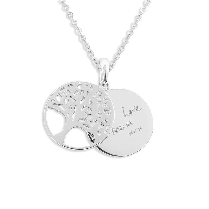 Necklaces EverWith EverWith Engraved Tree of Life Discreet Messaging Memorial Handwriting Pendant