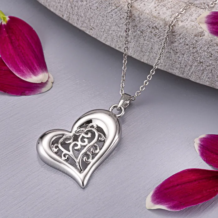 Necklaces EverWith EverWith Self Fill Intricate Heart Memorial Ashes Pendant