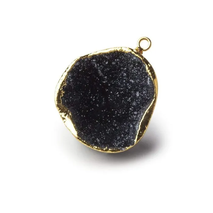 Necklaces Gold Leafed Sparkling Black Concave Drusy Pendant 1 focal bead 25x23x13mm A Grade Beadsofcambaycom Necklaces Gold Leafed Sparkling Black Concave Drusy Pendant 1 focal bead 25x23x13mm A Grade Beadsofcambaycom