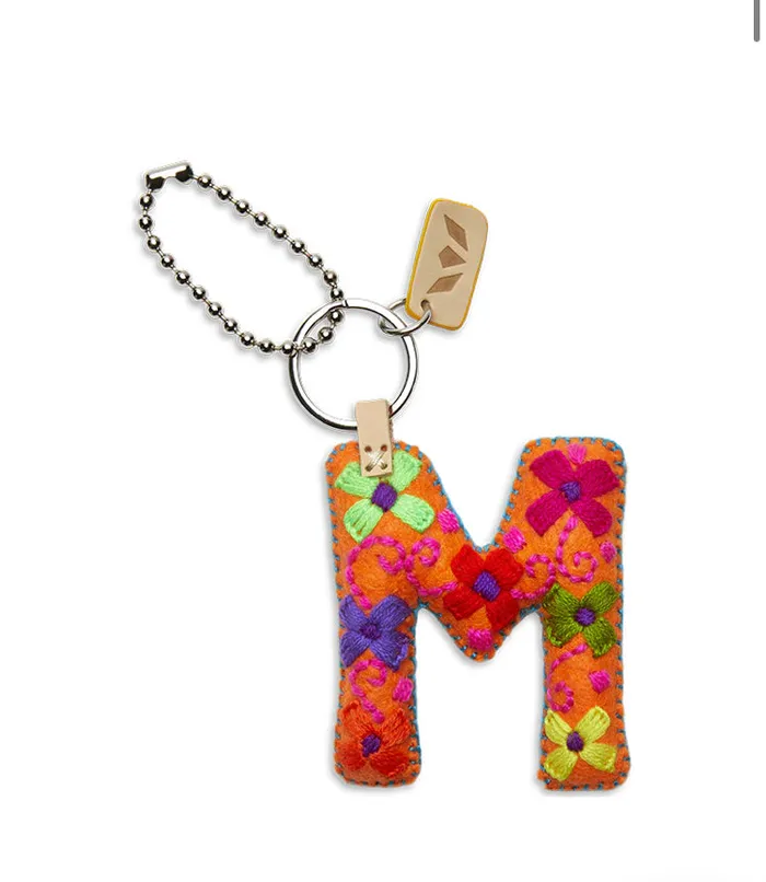 Necklaces ORANGE FELT INITIAL KEYCHAIN Turquoise Door Tomball