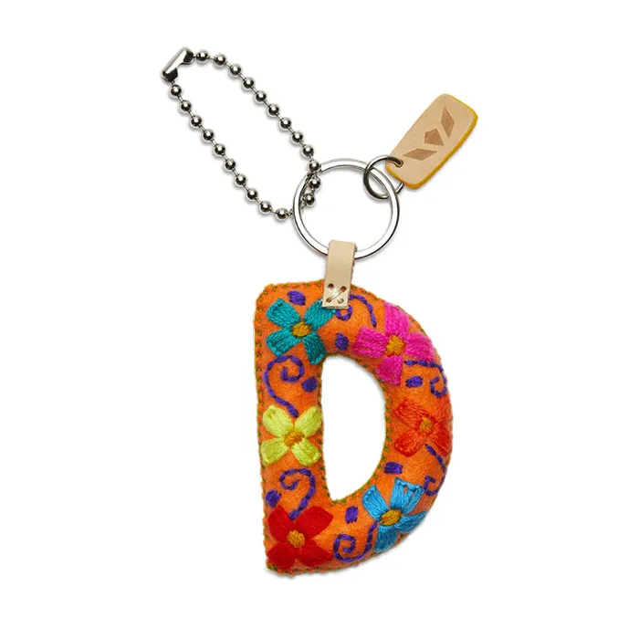 Necklaces ORANGE FELT INITIAL KEYCHAIN Turquoise Door Tomball