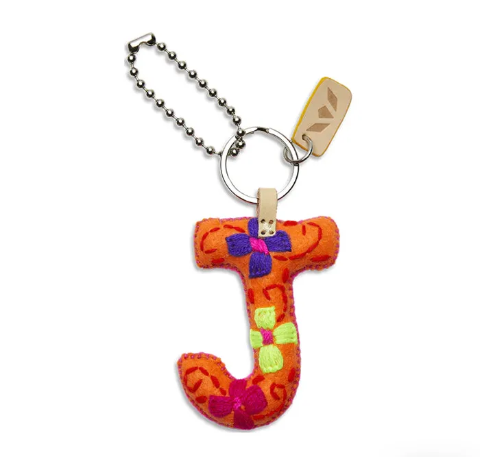Necklaces ORANGE FELT INITIAL KEYCHAIN Turquoise Door Tomball