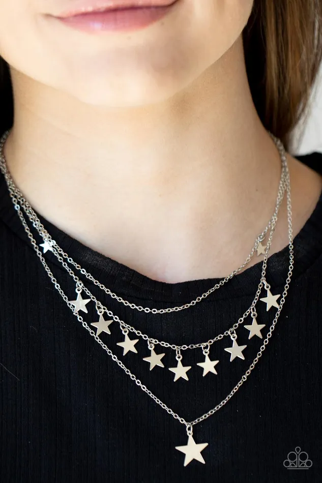 Necklaces Paparazzi Accessories Americana Girl Silver Necklace Jewelry by Bretta Necklaces Paparazzi Accessories Americana Girl Silver Necklace Jewelry by Bretta
