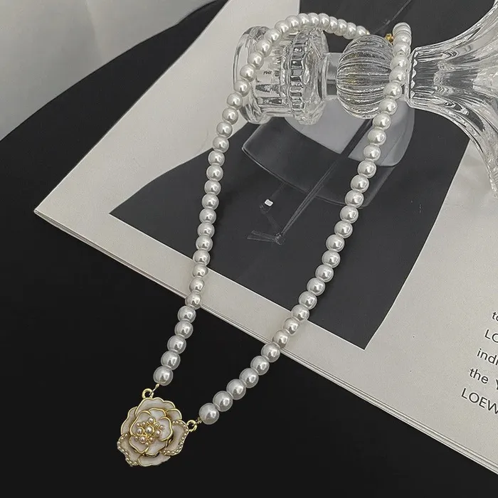 Necklaces Silver Rose Pearl Necklace UrbanVinta Necklaces Silver Rose Pearl Necklace UrbanVinta