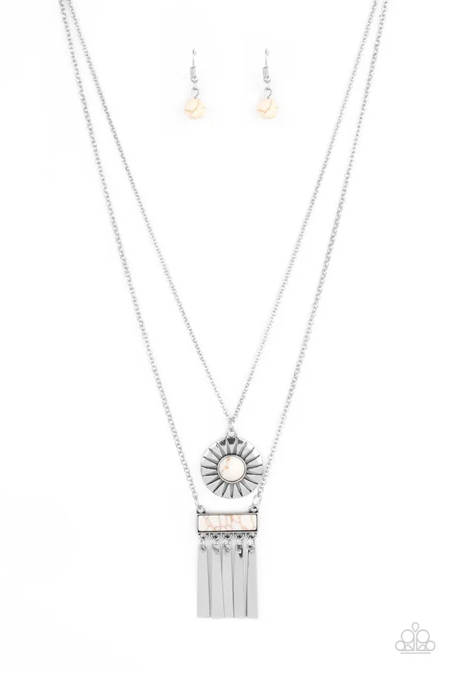 Necklaces Sunburst Rustica White Necklace Jewelry by Bretta Paparazzi Accessories