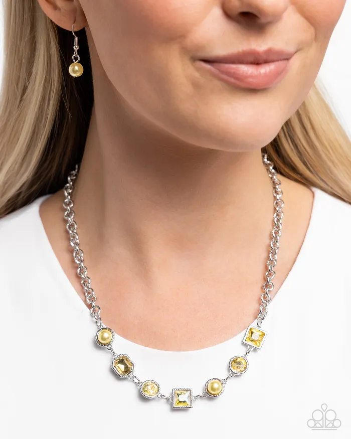 Paparazzi Accessories Bejeweled Bravado Yellow Necklace Jewelry by Bretta Necklaces Paparazzi Accessories Bejeweled Bravado Yellow Necklace Jewelry by Bretta Necklaces