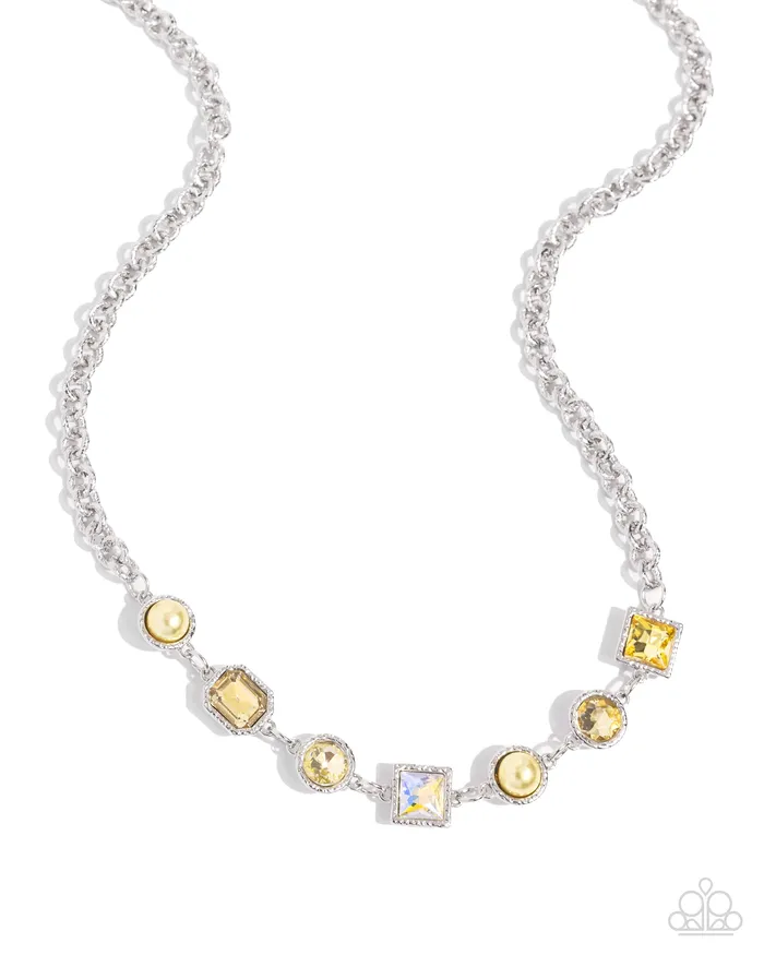Paparazzi Accessories Bejeweled Bravado Yellow Necklace Jewelry by Bretta Necklaces