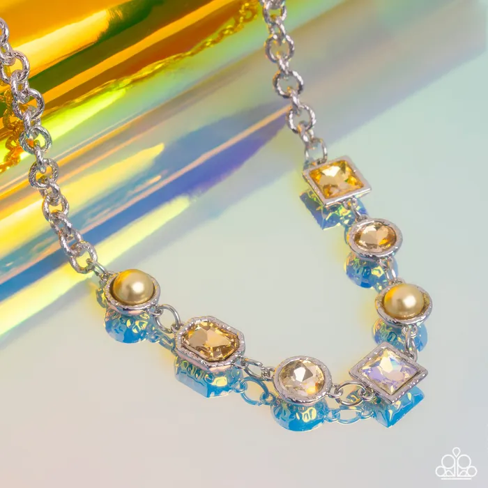 Paparazzi Accessories Bejeweled Bravado Yellow Necklace Jewelry by Bretta Necklaces