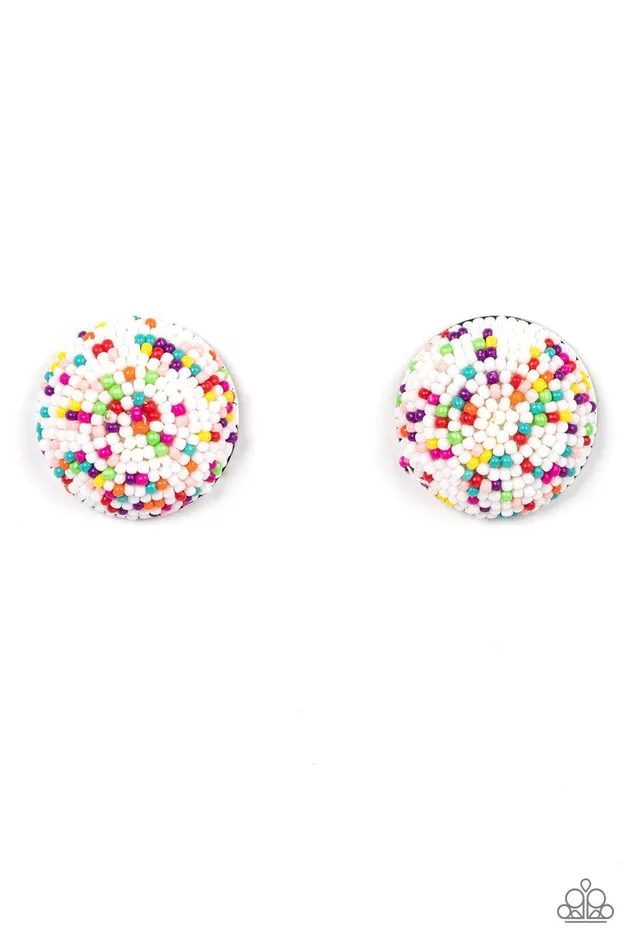 Paparazzi Accessories Earrings Kaleidoscope Sky White Earrings Jewelry by Bretta