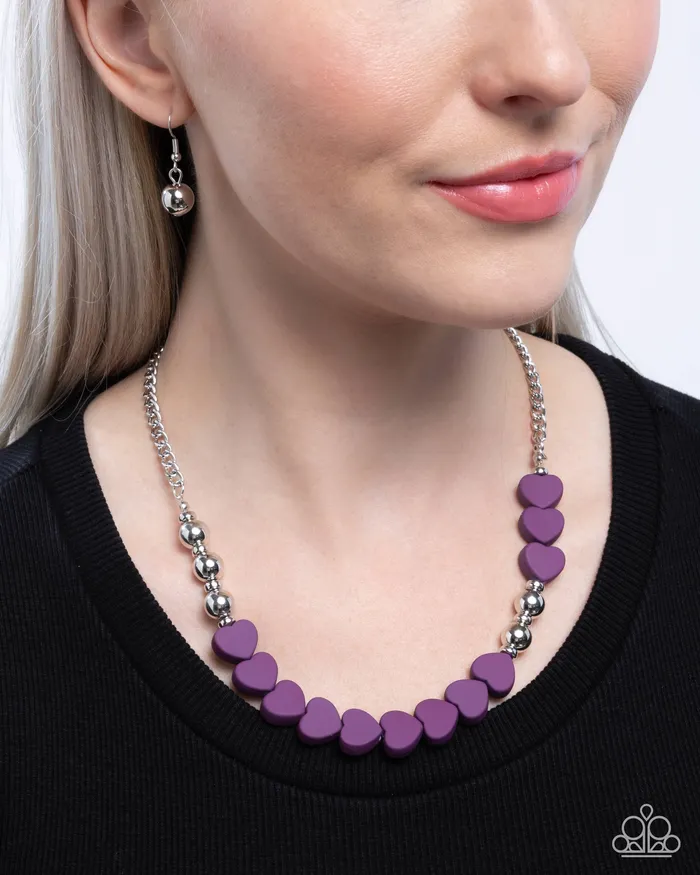 Paparazzi Accessories Necklaces Complete Look Purple Heart Necklace and Bracelet Set Jewelry by Bretta