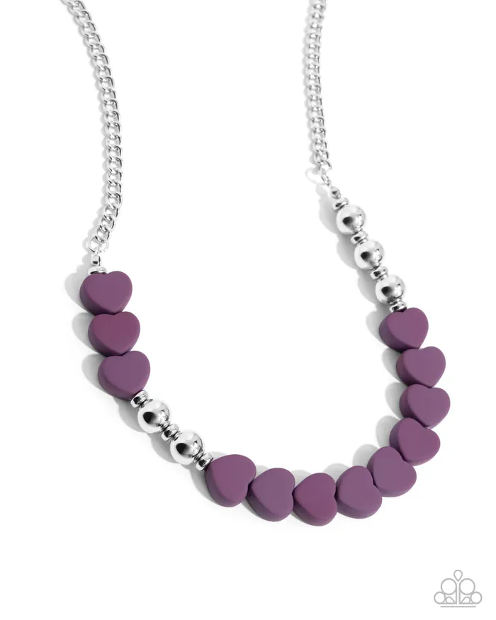 Paparazzi Accessories Necklaces Complete Look Purple Heart Necklace and Bracelet Set Jewelry by Bretta