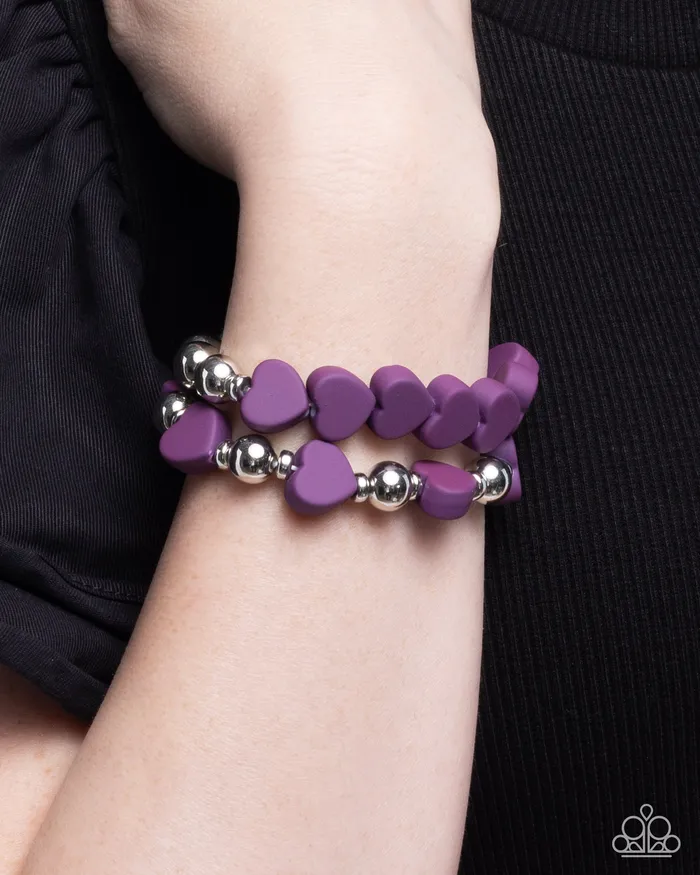 Paparazzi Accessories Necklaces Complete Look Purple Heart Necklace and Bracelet Set Jewelry by Bretta