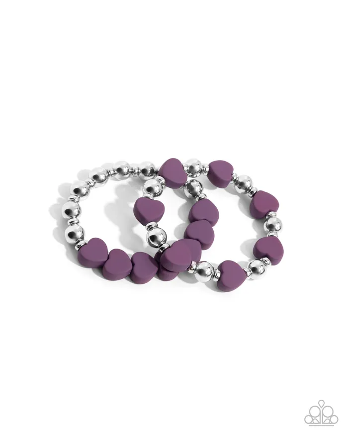 Paparazzi Accessories Necklaces Complete Look Purple Heart Necklace and Bracelet Set Jewelry by Bretta