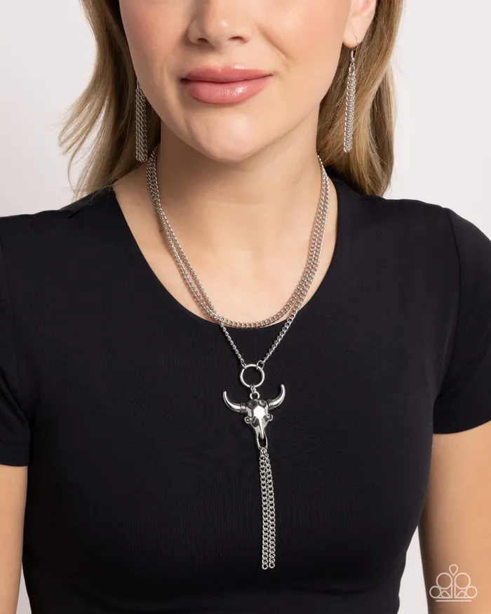 Paparazzi Accessories Necklaces Layered Longhorn Silver Necklace Jewelry by Bretta Paparazzi Accessories Necklaces Layered Longhorn Silver Necklace Jewelry by Bretta
