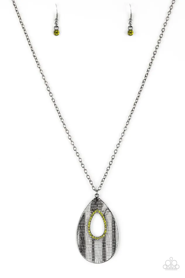 Paparazzi Accessories Necklaces Stop TEARDROP and Roll Green Necklace Jewelry by Bretta
