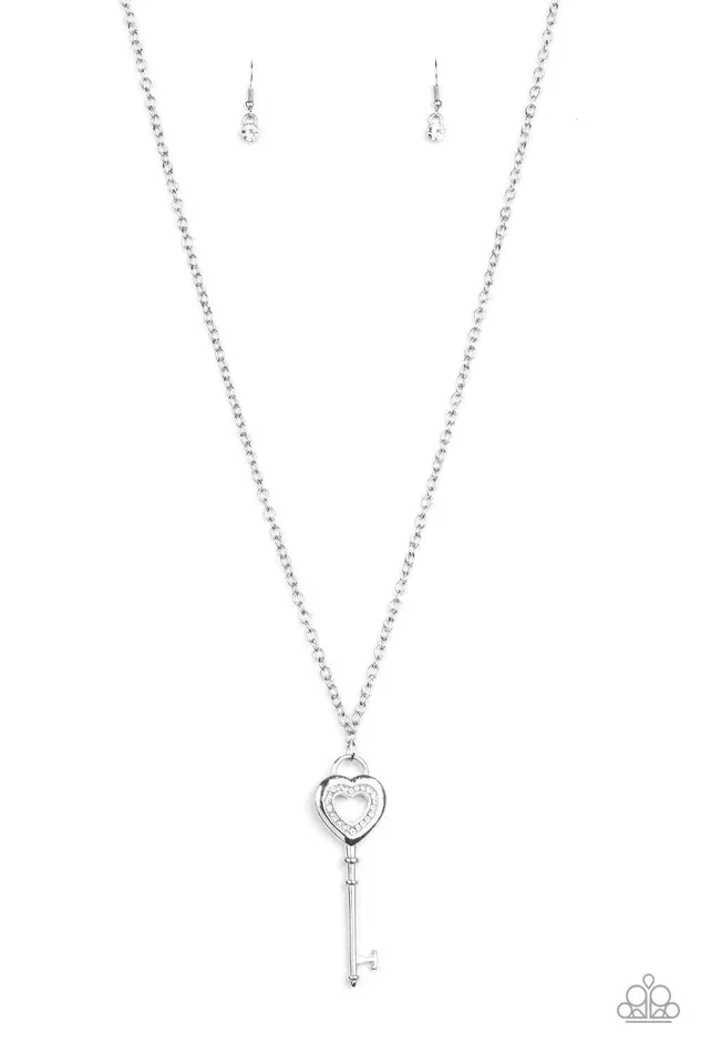 Paparazzi Accessories Necklaces Unlock Your Heart White NecklaceJewelry by Bretta