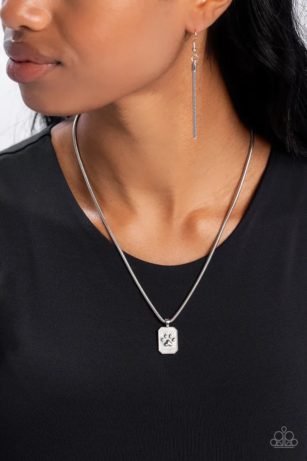 Paparazzi Accessories PAW to the Line White Necklace Jewelry by Bretta Necklaces Paparazzi Accessories PAW to the Line White Necklace Jewelry by Bretta Necklaces