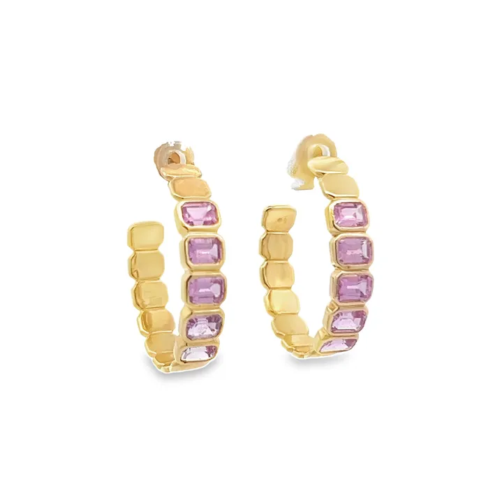 Pink Sapphire Bezel Earrings YaninaCo Jewelry Earrings