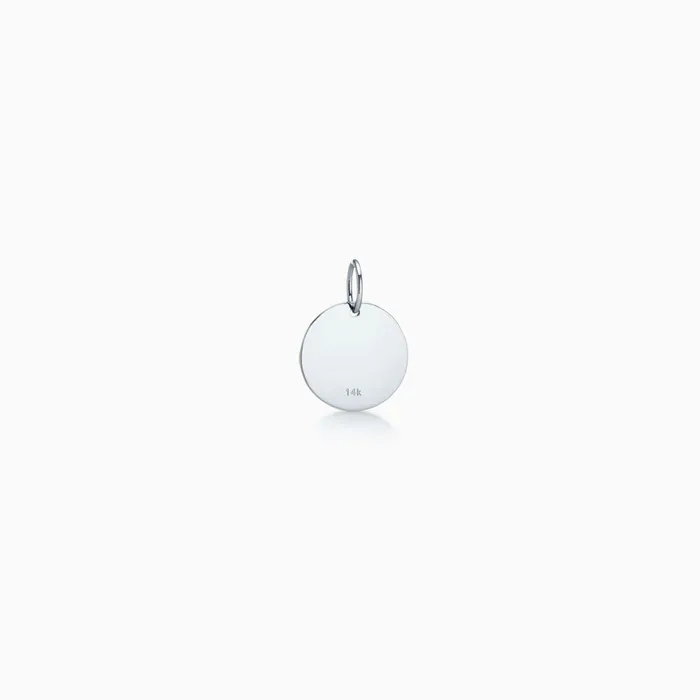 Sandy Steven Engravers Necklaces 12 inch 14k White Gold Diamond Initial Disc Charm Necklace Engravable