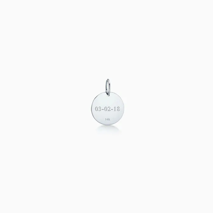 Sandy Steven Engravers Necklaces 12 inch 14k White Gold Diamond Initial Disc Charm Necklace Engravable