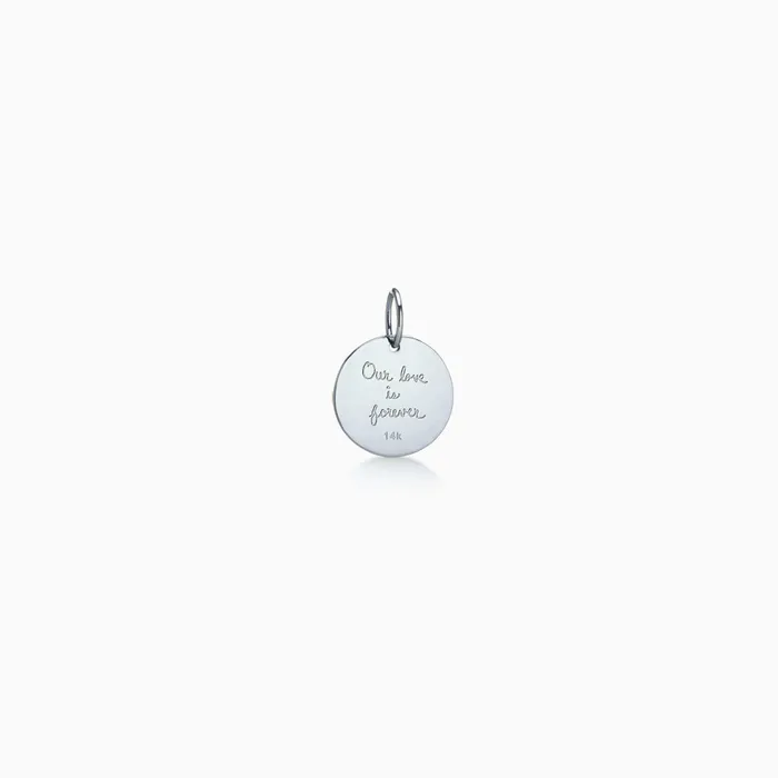 Sandy Steven Engravers Necklaces 12 inch 14k White Gold Diamond Initial Disc Charm Necklace Engravable